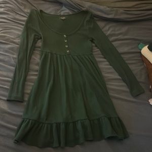 Forest Green long sleeved Cotten dress